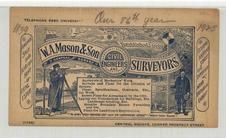 W. A. Mason & Son - Civil Engineers and Surveyors - Front, Perkins Collection 1850 to 1900 Advertising Cards